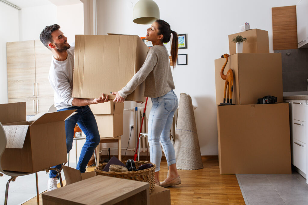 Couple moving into a new home