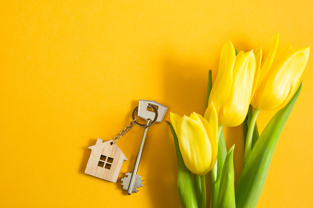 house, keys, property, flowers