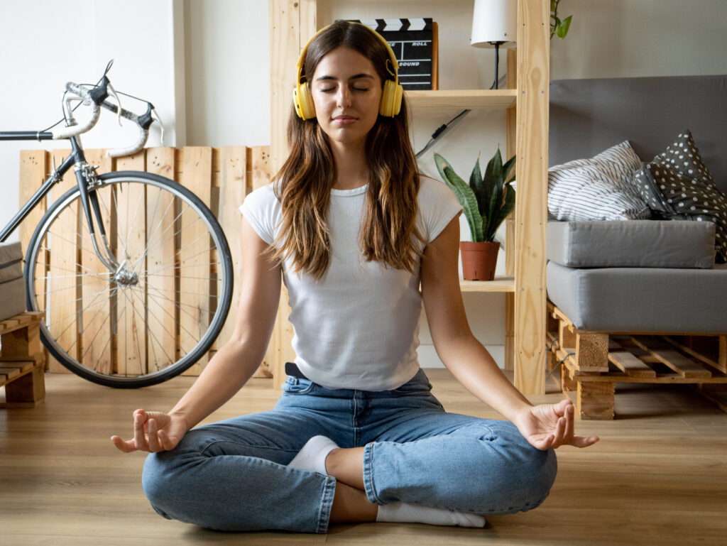 Student meditating