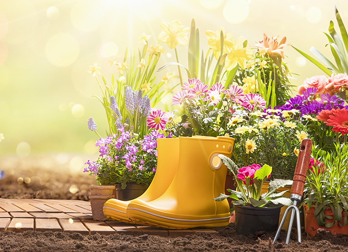 Gardening equipment in the garden