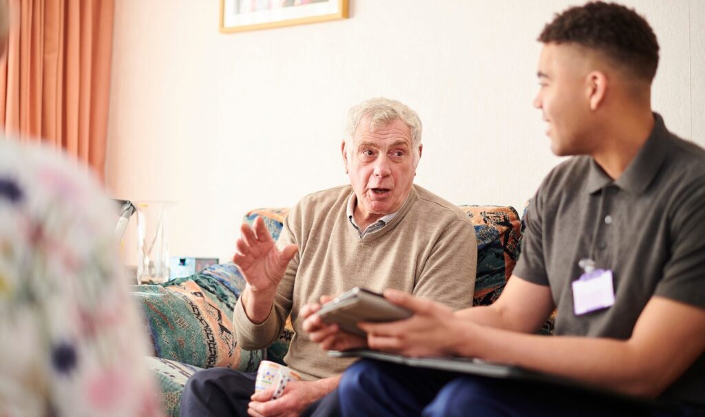 Landlord and tenant meeting to review rental agreement and pricing